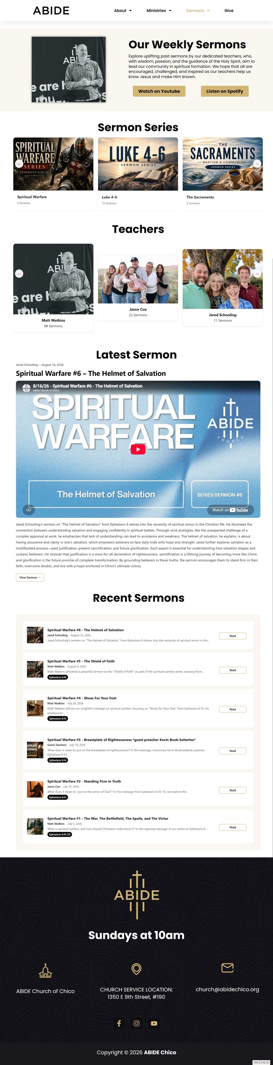 Full sermon page made with shortcodes for generated sermons