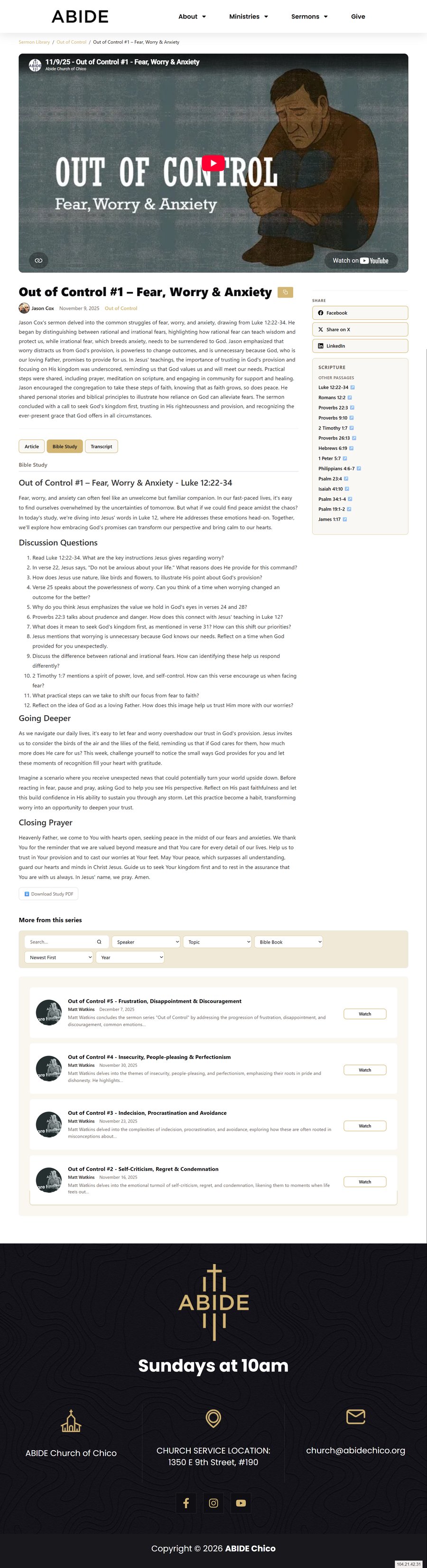 Generated Bible study example on a sermon page