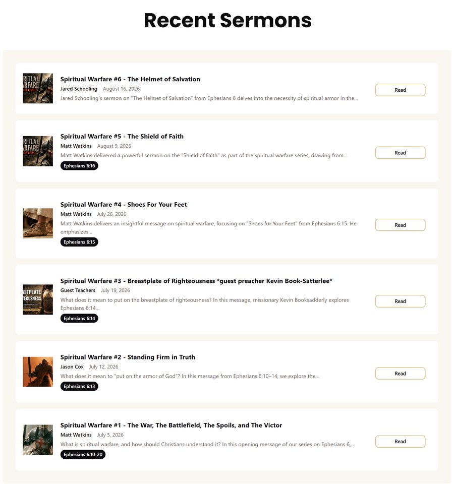 Recent sermons list automatically updated