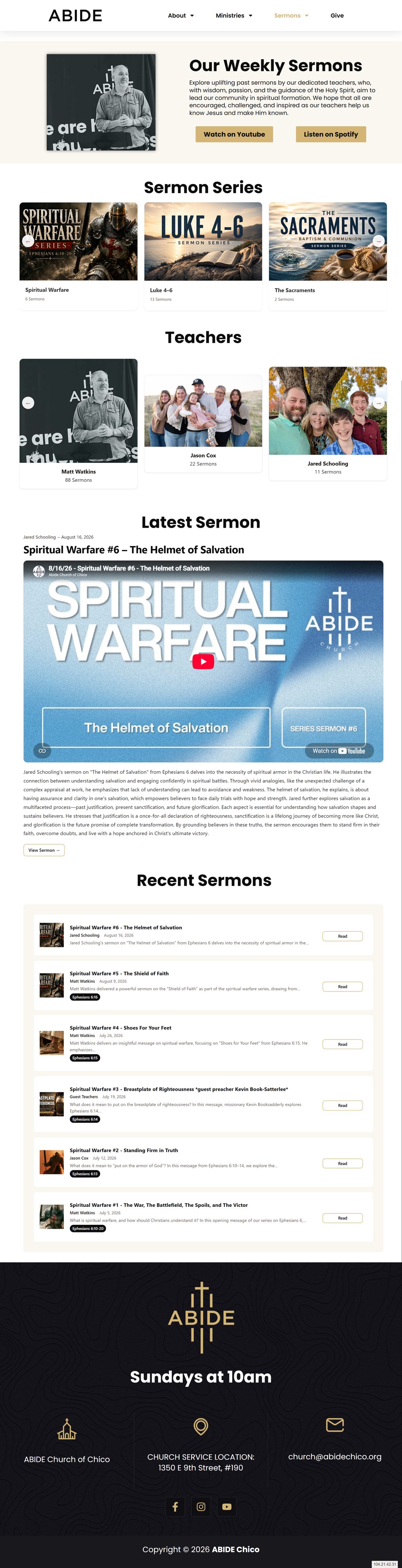 Sermon page built with shortcodes example