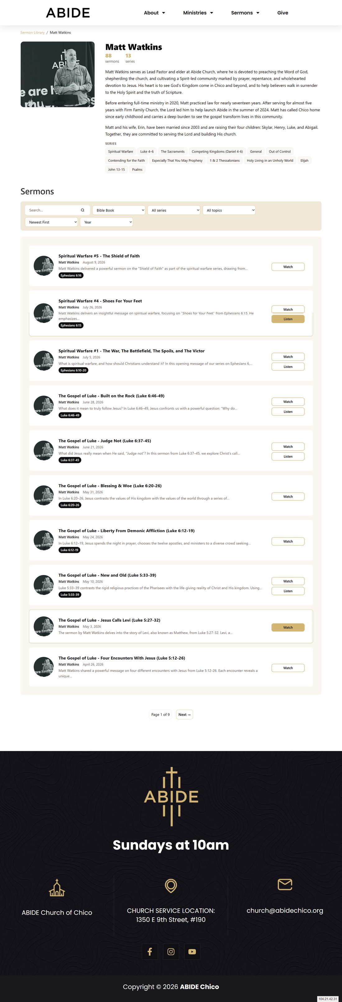 Speaker profile page example
